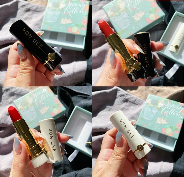 

2PCS/SET Natural Matte Lipstick Matte Lip Makeup Waterproof Lip stick Sexy Red Color Long Lasting Makeup Lip Tint Tube Lip Gloss