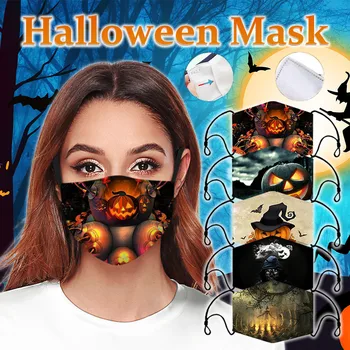 

Halloween Breathable Reusable Mask Filter PM2.5 Air Filtration Mask With Filters Breath Mouth Face Mask mascarilla reutilizable