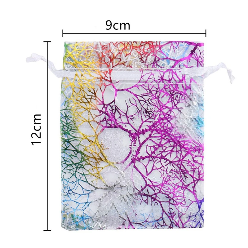 100 шт 7x9 9x12 коралловые бронзовые сумки из органзы Белые и красочные упаковочные сумки для ювелирных изделий свадебные подарочные сумки