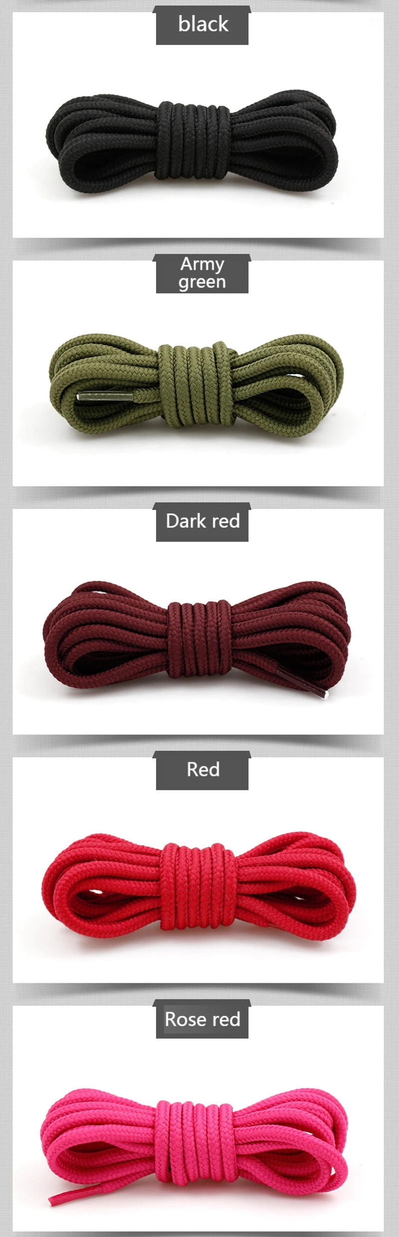 Klassische solide runde Schnürsenkel strap azier fähige Polyester Schnürsenkel Stiefel Schnürsenkel Sneaker Schnürsenkel 21 Farben 70cm 90cm 120cm 150cm 1 Paar – Detail 9