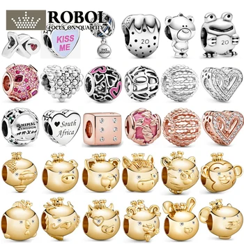 

PBD ZZ 04 925 Sterling Silver Charm Premium Version With Inscription Logo Anniversary Charm Jewerly For Ladies Jewelry Gifts
