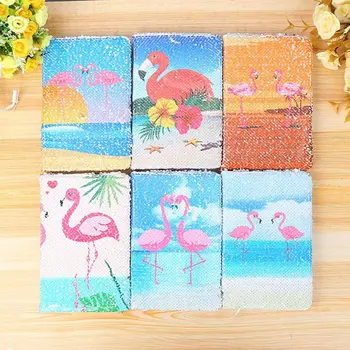 

Student Creative Cute Colorful Sequins Flamingos A5 Notebook Fashion Daily Memos Notepad Fantasy Office School Business Notebook