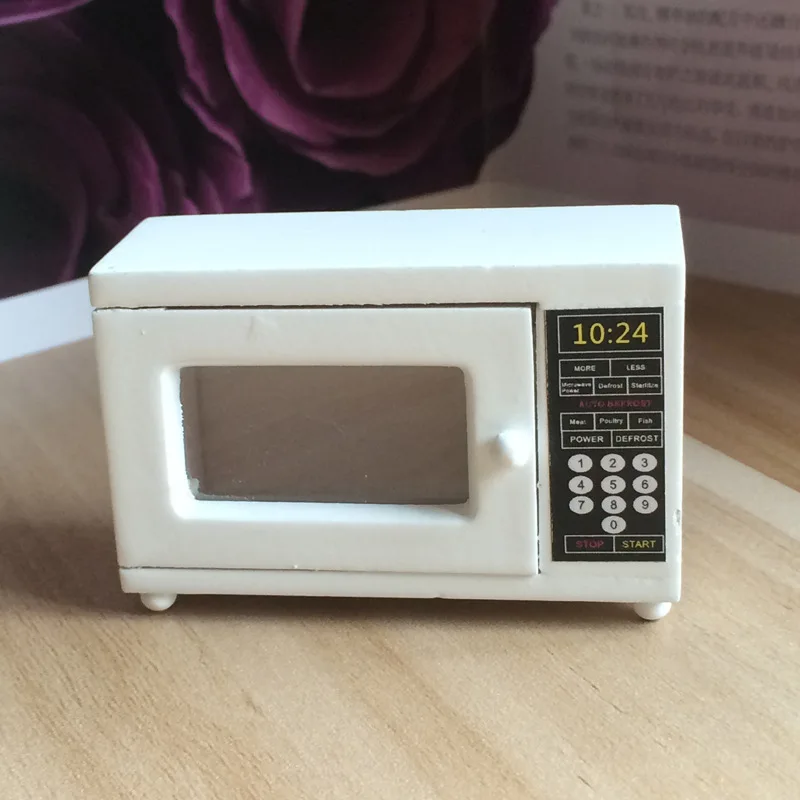 Миниатюрный Кукольный домик микроволновая печь белая масштаб 1:12 детская игрушка