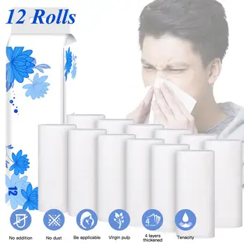 

12 Rolls Paper Towels, Strong Soft Toilet Paper Household 4-Ply Paper Towels Bath Tissue Giant Roll