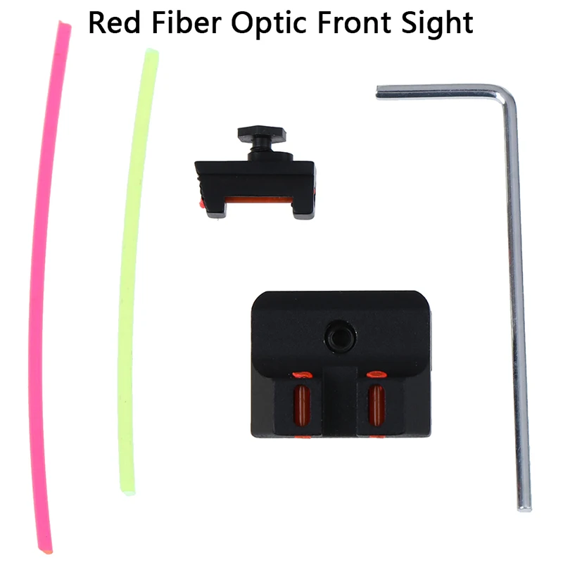 Red Fiber Optic Front Sight Black Rear Sight Set for Gloc Standard Model 4H 