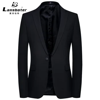 

Men Leisure Suit Autumn Youth Black One Grain Buckle Small Suit Men Slim Fit Suit