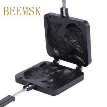 

BEEMSK 2 Molds Fish Shaped Waffle Pan Japanese Fish-Shaped Bakeware Waffle Pan Non-stick Biscuit Cake Bake Bakeware gas stove
