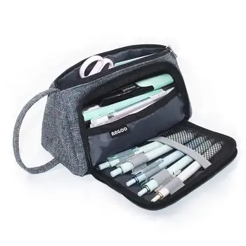 

New pattern Cross border style pen bag ink ink cyan grey and hemp multi-functional stationery pencil bag cosmetic bag trend