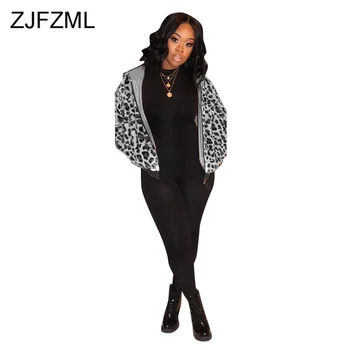 

Leopard Faxu Fur Coat Women Long Sleeve Front Zipper Up Plus Size Bomber Jacket 2020 Causal Winter Hooded Slim Cropped Overcoat
