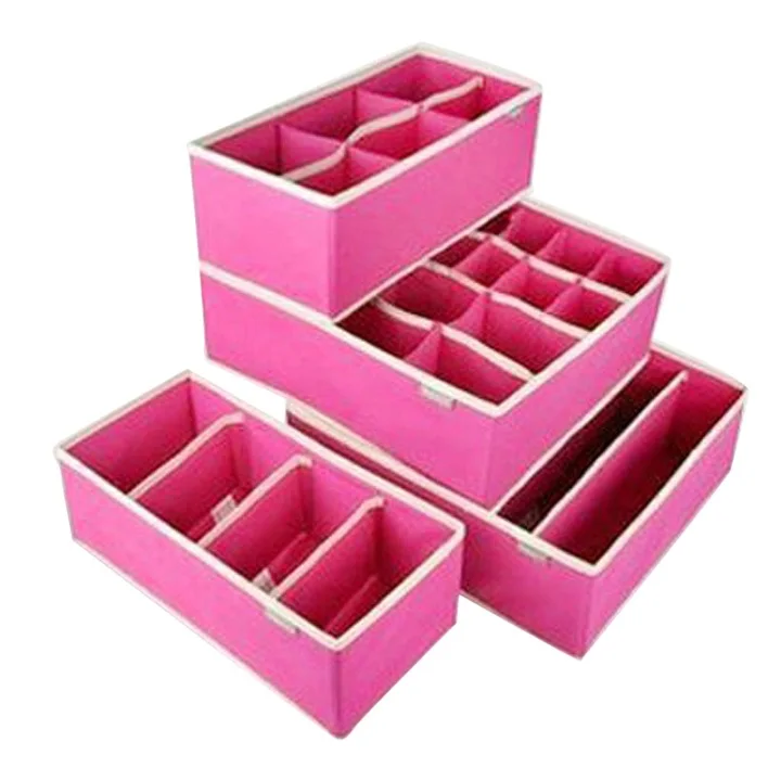 Для Хранения нижнего белья, бюстгальтеров коробка не Тканевый шкаф с выдвижными ящиками органайзер для ларца носок шарф; многоразмерные х/контейнер - Цвет: 4PCS