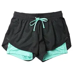 Pele friendly moda dupla camada malha correndo shorts feminino yoga shorts dupla camada para treino