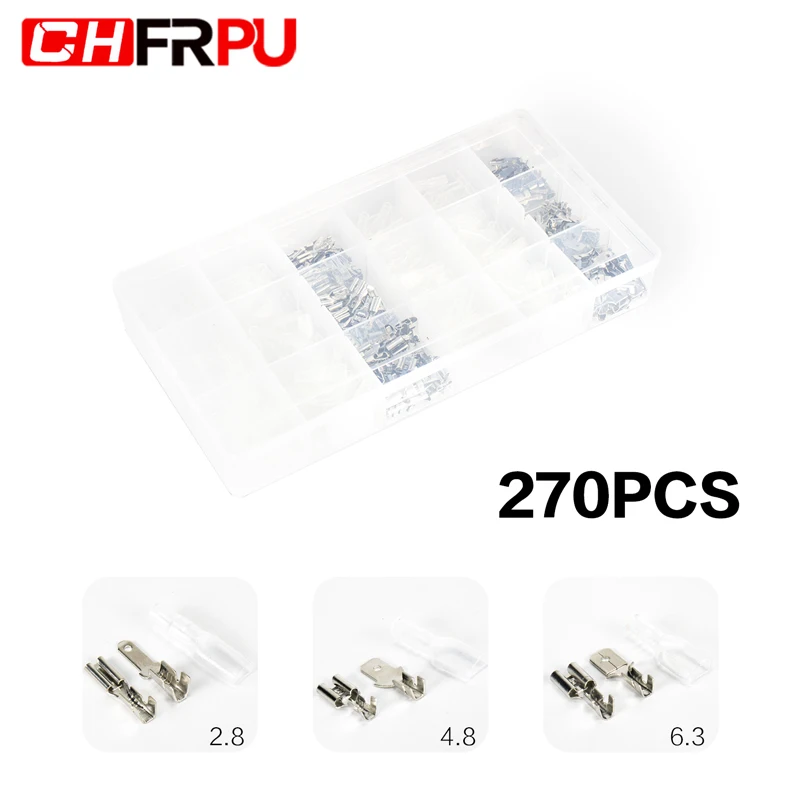 

2.8/4.8/6.3mm 270PCS Insulated crimping terminal Wire connector Terminal connector classification kit 0.5-1.5mm2 Crimping pliers