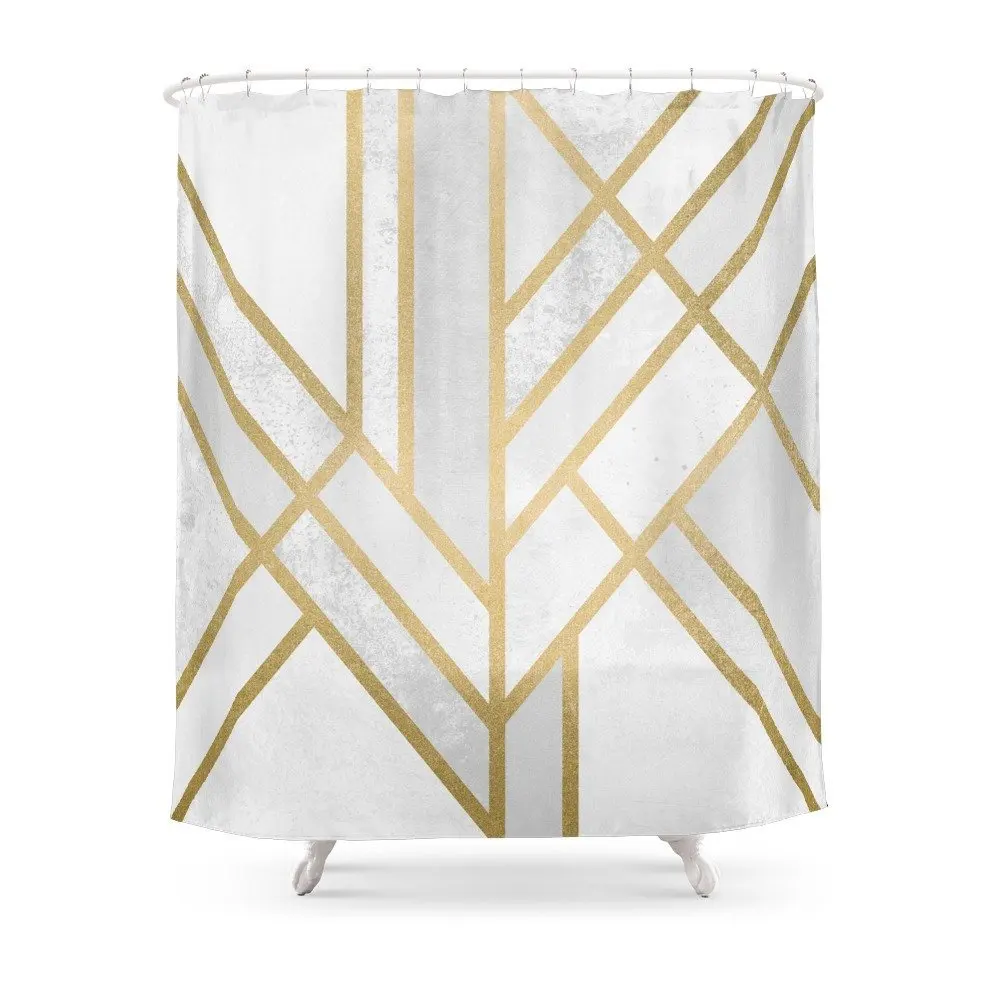 2 шторы для душа из полиэстера с геометрическим рисунком и крючками|shower curtain|print shower curtainshower curtain polyester |