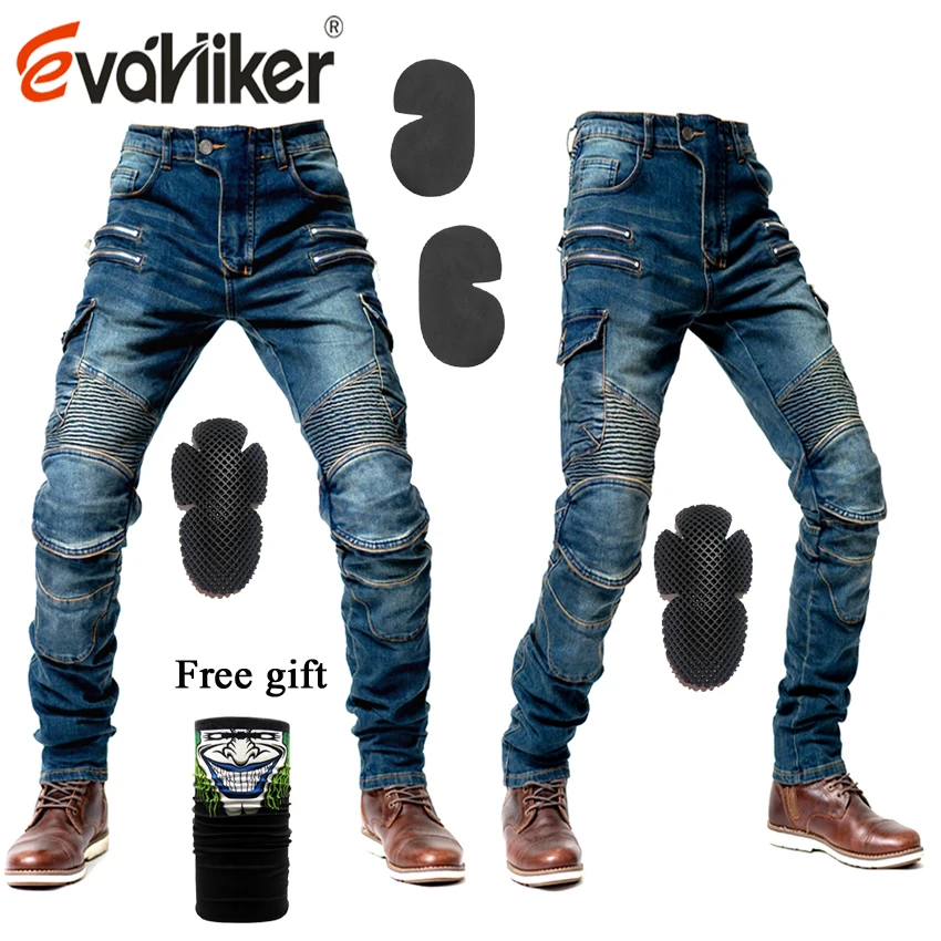 

2019 New Zip pocket Motorcycle Pants Men Moto Jeans Protective Gear Riding Touring Motorbike Trousers Motocross Pants