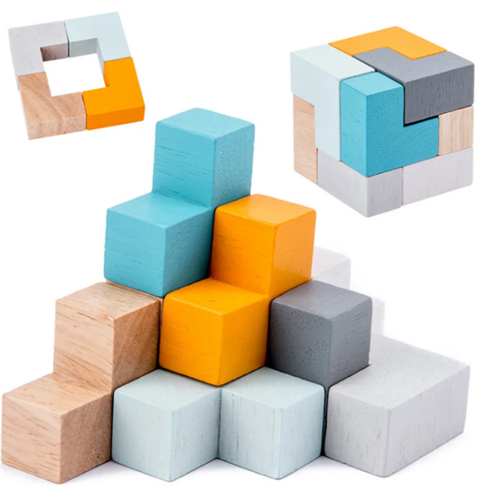 

Children 3D Wooden Puzzle Jigsaw Toy Cube Puzzle Gyro Baby Early Learning Cognitive Toys Travel Iron Box for Boys and Girls