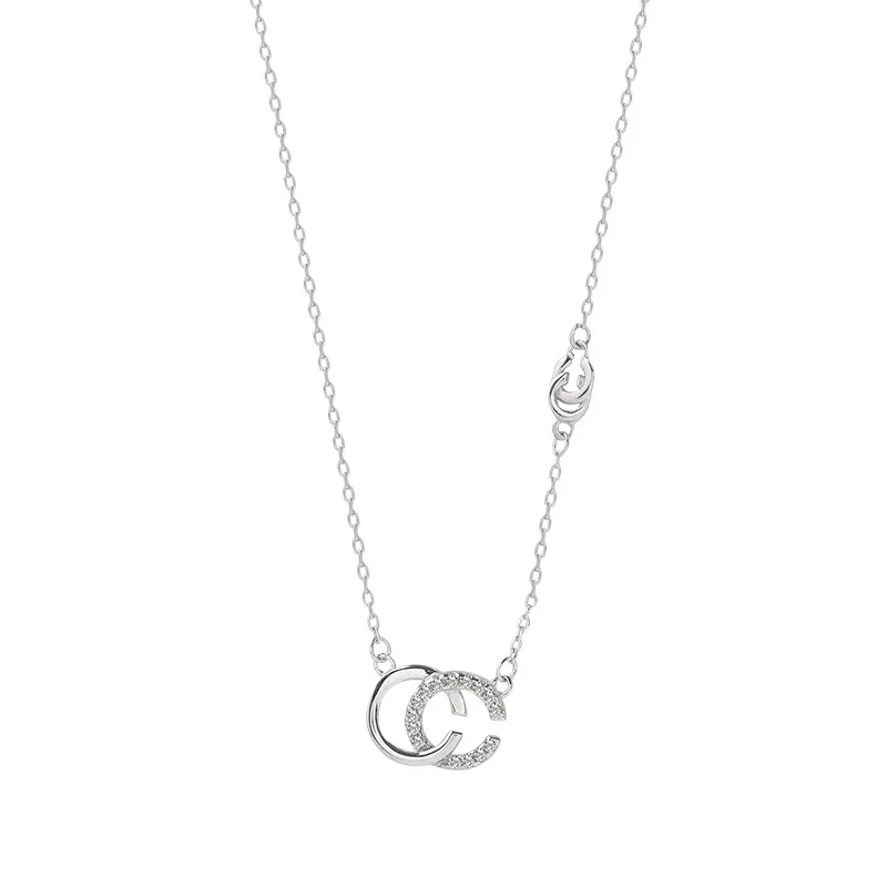 

Japanese-style CHIC Necklace Women's Lettered Double C Choker Simple Fresh Korean-style Students Elegant MORI Series Necklace Ac