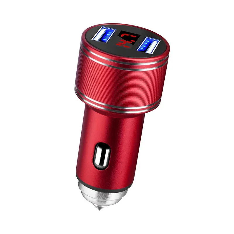 Металлическое автомобильное зарядное устройство с двумя usb-портами 3,1 А, светодиодный дисплей, универсальное автомобильное зарядное устройство для мобильного телефона Xiaomi samsung iPhone 6S 7 8 Plus
