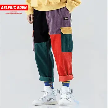 

Aelfric Eden Corduroy Sweatpants Cargo Pants Men Harem Jogger Harajuku Hip Hop Pants Trousers Men Streetwear 2020 Patchwork Male