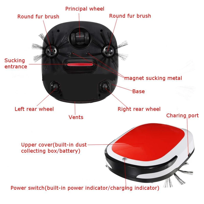 Rechargeable Smart Robot 2000Pa Vacuum Cleaner Dry Wet Sweeping Cordless Auto Dust Sweeper Machine For Home Cleaning Eu Plug