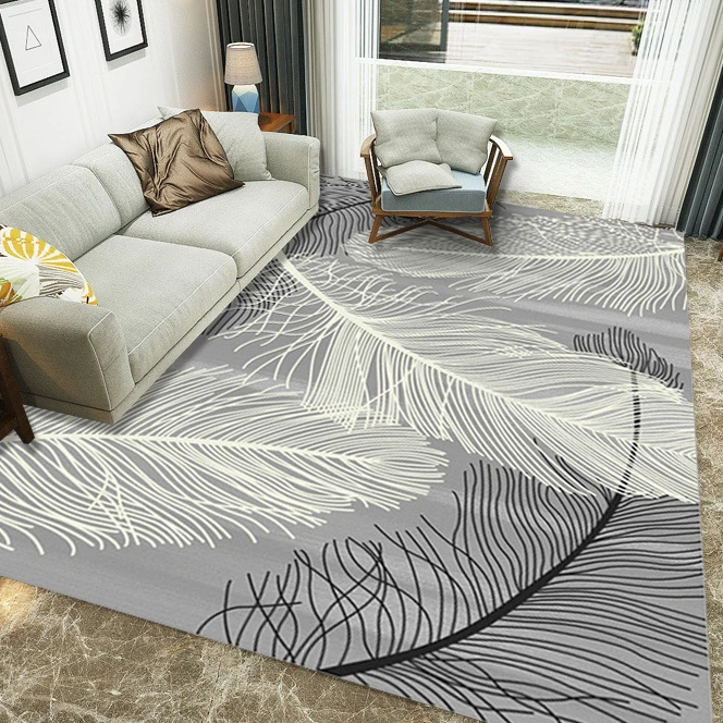 Простой ковер в скандинавском стиле, легкий роскошный только красивый коврик с узором из перьев, гостиная, спальня