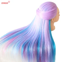 

28" 100% High Temperature Firber Colorful Hair Doll Heads Nice Hairdressing Training Head Nice Dummy Hairdresser Mannequin Head