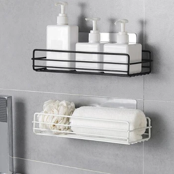 

Japanese-Style Wrought Iron Wall-Mounted Rack Without Punching Home Bathroom Shower Rack Kitchen Rack