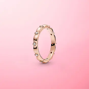 

2020 NEW Arrival 925 Sterling Silver & Rose Gold Color Flower Petals Band Finger Ring For Women Original Brand Jewelry Gift