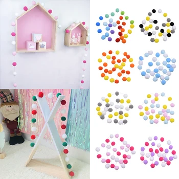 

2.5m Rope 30pcs Wool Felt Balls Soft Fluffy Poms Balls for DIY Pompoms Garland Kid Room Wall Decor Nursery Bedroom Pom Pom Craft