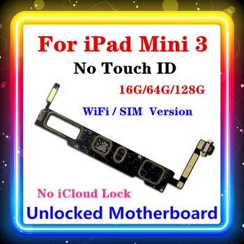 

Original Motherboard For iPad Mini 3 iCloud Unlock Mainboard 16G 64G 128G WLAN / Cellular Version No Touch ID With IOS System