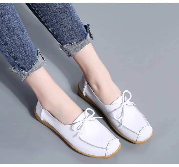 AH1805-2020 Spring Autumn Shoes Woman Genuine Leather Walking Flat Shoes Woman-8