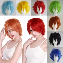 SNOILITE аниме черный белый оранжевый красный короткий Косплей парик с челкой 30 см высокая температура волокна синтетические волосы парики для вечерние