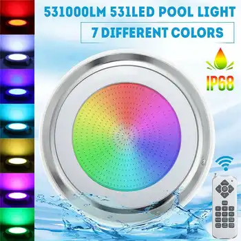 

DC12V 55W RGB Swimming Pool Light 531LED Underwater Lamp IP68 Waterproof LED Light Multi-Color Zwembad Lamp with Remote Control