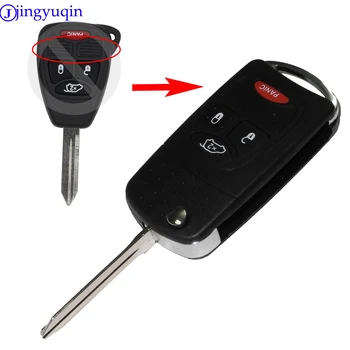 

jingyuqin 10pcs 4 Buttons Folding Flip Car Key Shell Cover for Chrysler Sebring for Dodge Avenger Nitro for Jeep Fob Car-Styling