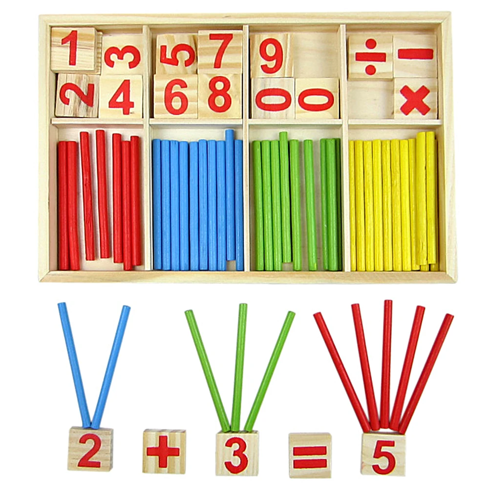 Детские Счетные палочки, игрушка, деревянный блок, строительные блоки, Монтессори, математические Развивающие Детские обучающие игрушки