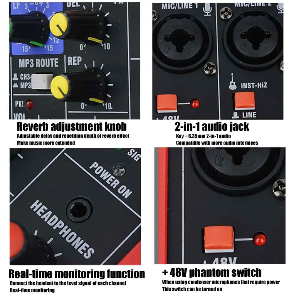 4 Channels Music Mini Audio Mixer Studio Bluetooth