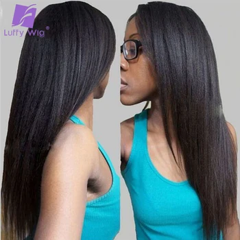 

Yaki Straight U Part Wig Human Hair Brazilian Remy Middle U Part Human Hair Wigs For Women 1.5x4 U Size 130-180 Density LUFFY