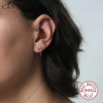 

Minimalist Gold Silver Chain back hanging Stud Earrings Simple 925 Sterling Silver Tassel Earrings for Women Fashion Jewelry