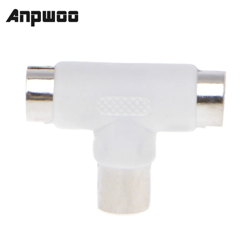 ANPWOO-Divisor de TV T de 2 vías, Cable Coaxial aéreo macho a 2 conectores hembra, adaptador