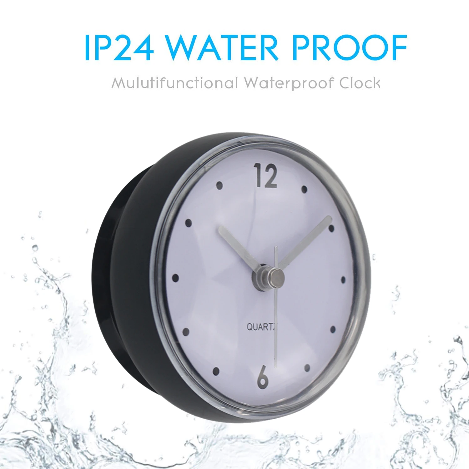 Bathroom Wall Clock Waterproof Ip24 Clock With Suction Cup Bathroom Watch Acrylic Face Suction Clock For Shower Washroom Kitchen Wall Clocks Aliexpress