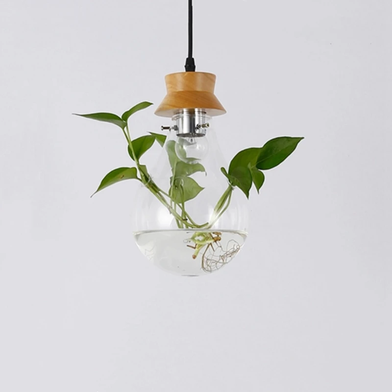 Modern Pastoral Design Plant pendant lights simple dining living room study cafe art decor glass hanglamp - Цвет корпуса: single