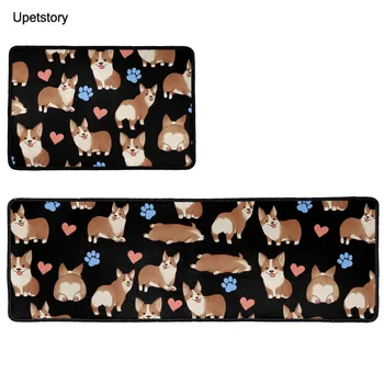 

Upetstory Kawaii Corgi Prints Modern Living Room Balcony Bath Mat Kitchen Doormat Hallway Non-Slip Rug Long Strip Area Rugs