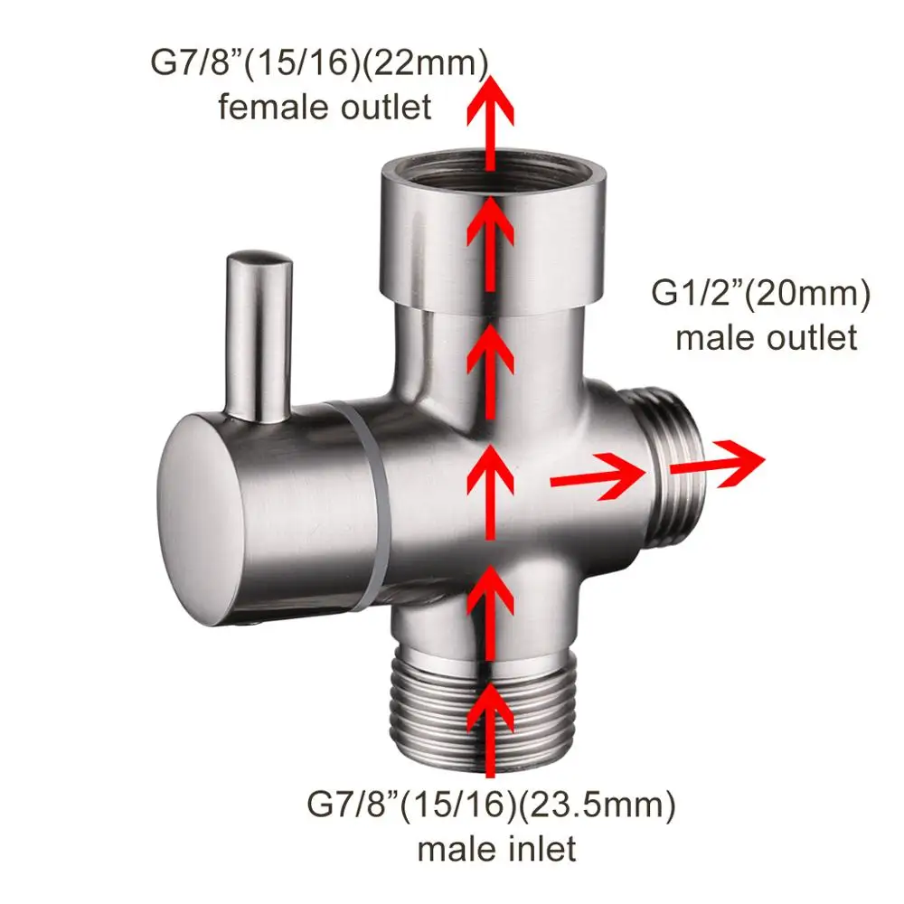 Ciencia Brass Chrome/ Brushed Nickel 3-way 7/8 or 15/16" Diverter for Toilet and Bidet Spray Set Valve Replacement Part