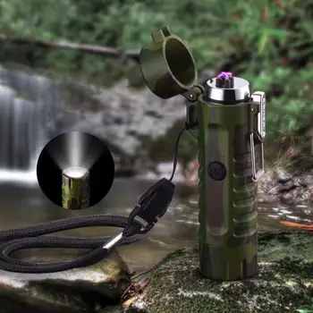 

Outdoor Waterproof USB Charge Portable Lighter LED Flashlight Camping Torch Lamp