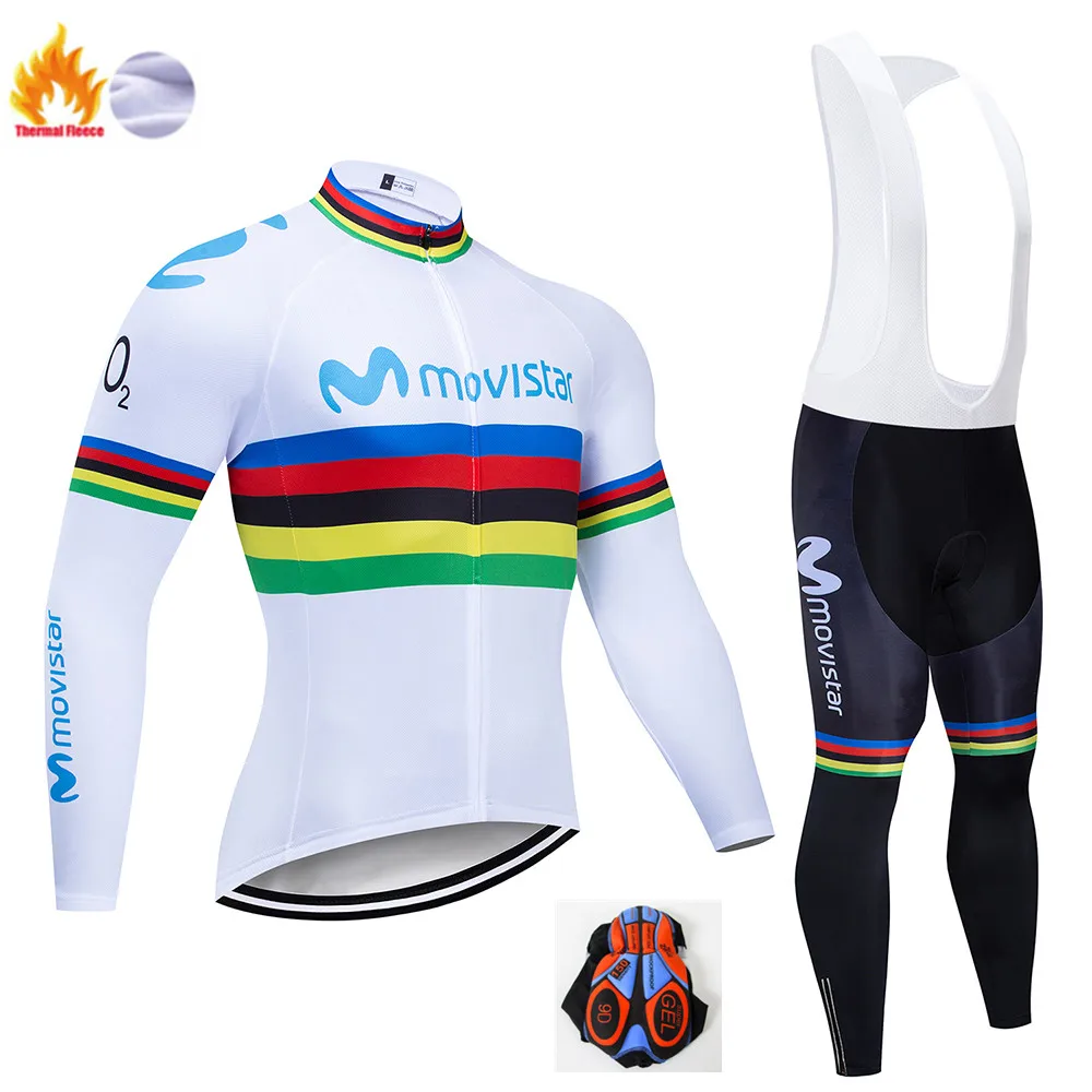 Movistar зимний теплый флисовый комплект с длинными рукавами для велоспорта, мужская одежда, одежда для велоспорта, одежда для велоспорта, майо Ropa Ciclismo - Цвет: Winter suit