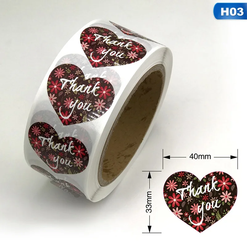 03 600pcs for 1 Roll 600 шт./компл. Цветы Сердце Спасибо наклейки этикетки для печати для подарка средство герметизации упаковки паста офисные школьные принадлежности милые канцелярские принадлежности - Цвет: 03 600pcs for 1 Roll