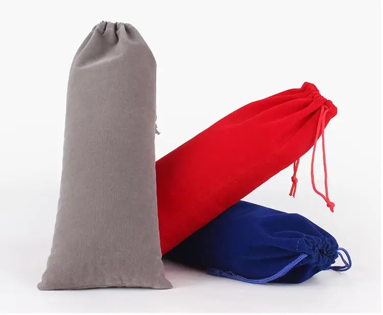 50pcs/lot 10x20cm Rectangle Drawable Velvet Pouches Gift Bag Wedding Favor Jewelry Packaging Display Bags Custom Logo Printed