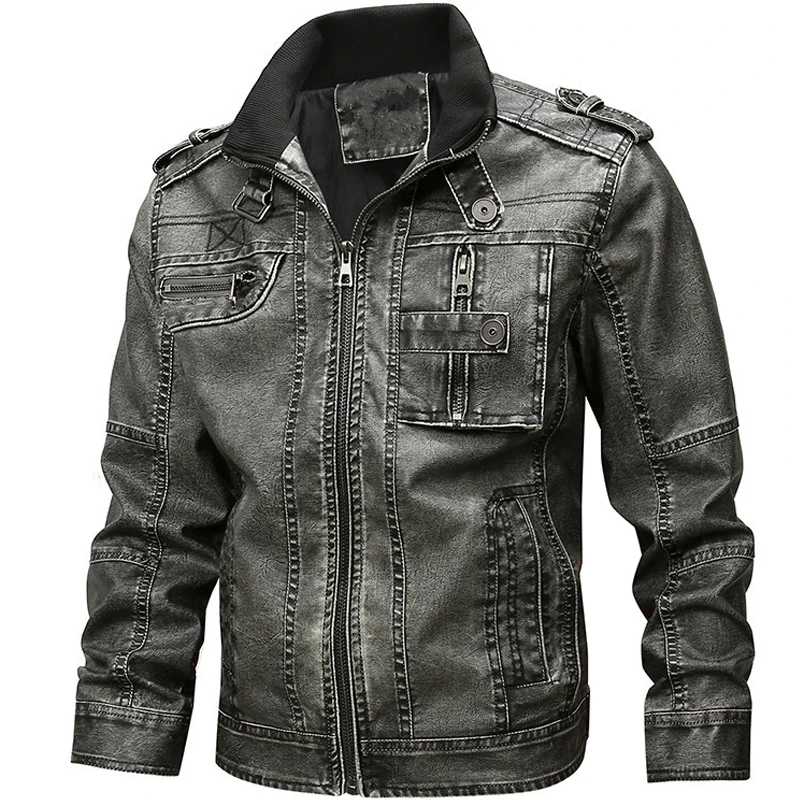 

2019 New PU Leather Jackets Men Slim Fit Casual Outwear Bomber Jacket Winderbreaker PU Motorcycle Jackets Male Coat HX009
