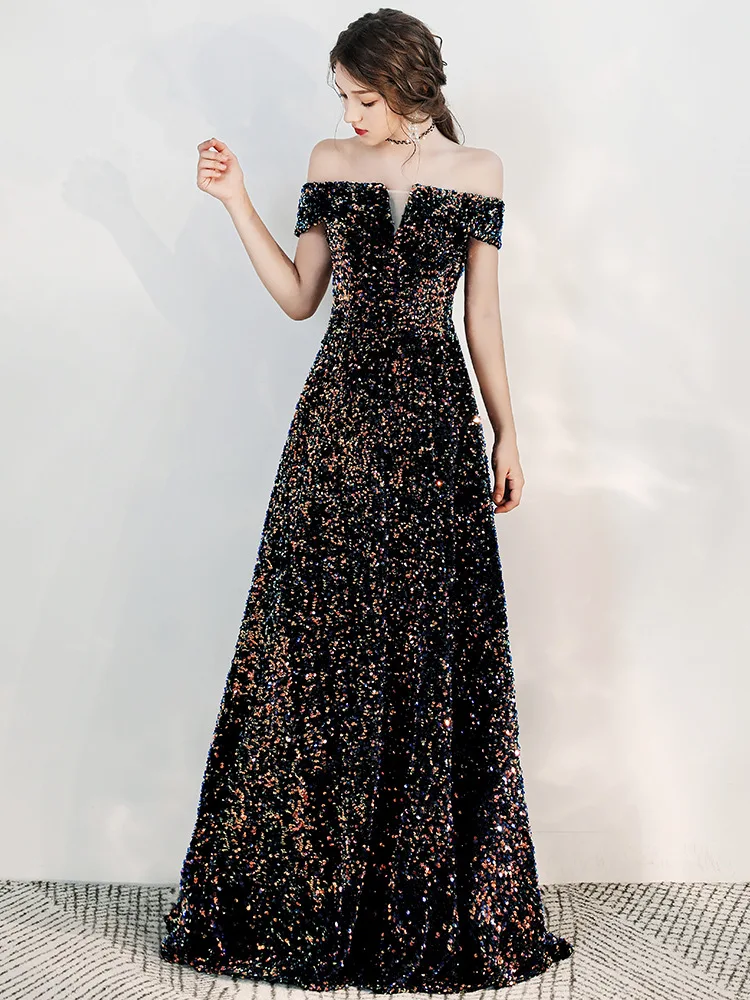 Sequins Chinese Sexy Dream Oriental Party Female Cheongsam Stage Show Qipao Dress Elegant Celebrity Banquet Dresses De Festa