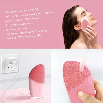 

7800 Electric Ultrasonic Skin Scrubber Foreoing USB Face Cleansing Brush For Washing Gel Cleanser Deep Cleansing Massage Machine