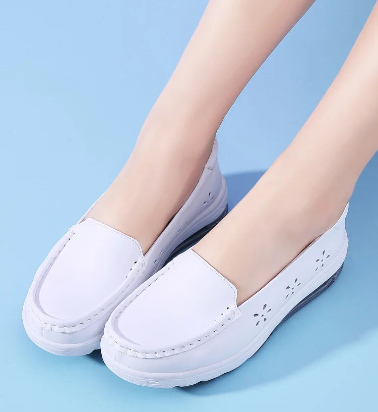 Women's shoes Cotton nurse shoes women casual soft sole summer white wedge leather mother shoes air cushion sole